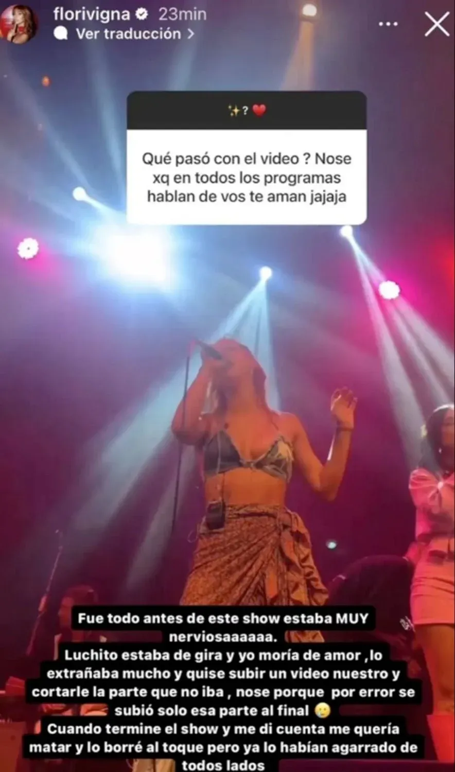 Flor Vigna aseguró que subió por error el video íntimo con Luciano Castro