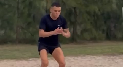 El entrenamiento del Cabecita Jona Rodríguez