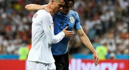 Cristiano Ronaldo y Edinson Cavani en el Mundial de Rusia 2018