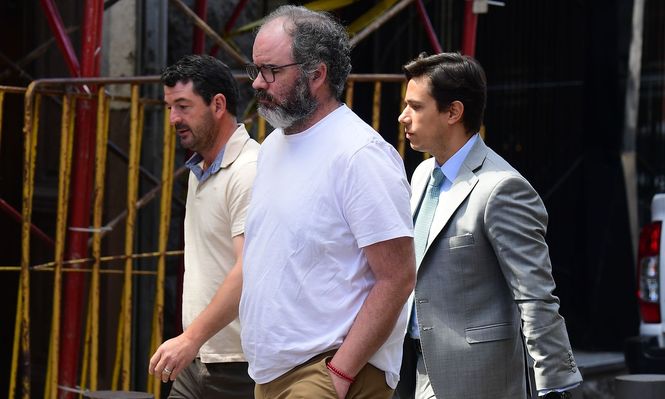 Maurio Mussio y Nicolás Jasidakis en Fiscalía (diciembre) junto a uno de sus defensores Eduardo Sasson