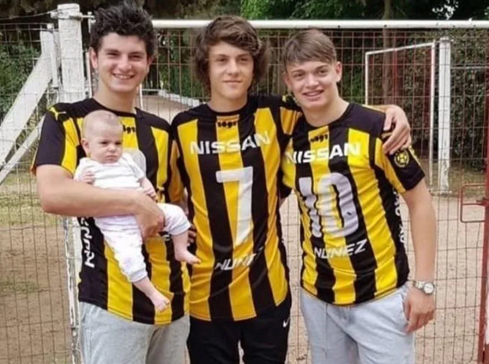 Agustín Álvarez Martínez, Facundo Pellistri y Valentín Rodríguez cuando jugaban en las inferiores de Peñarol