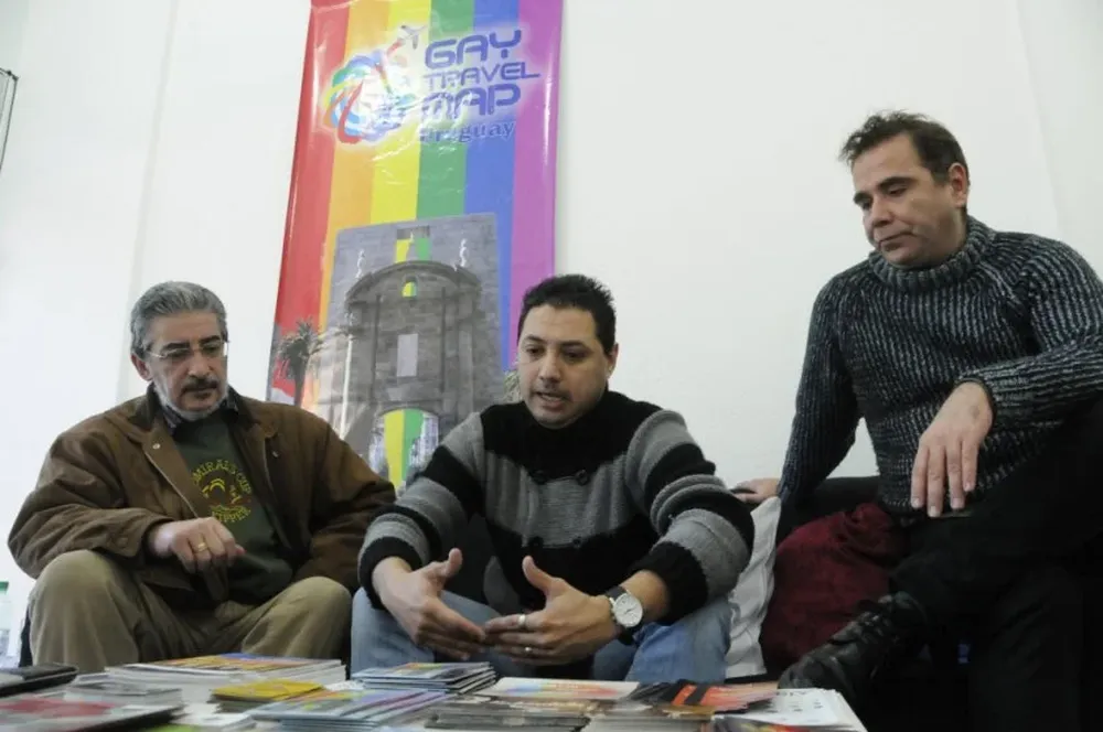 Raúl Turri, Adrián Russo y Sergio Miranda, de la Cámara de Comercio y Negocios LGBT