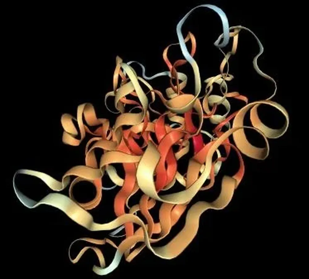 Un ejemplo de la simulación de la proteína principal.