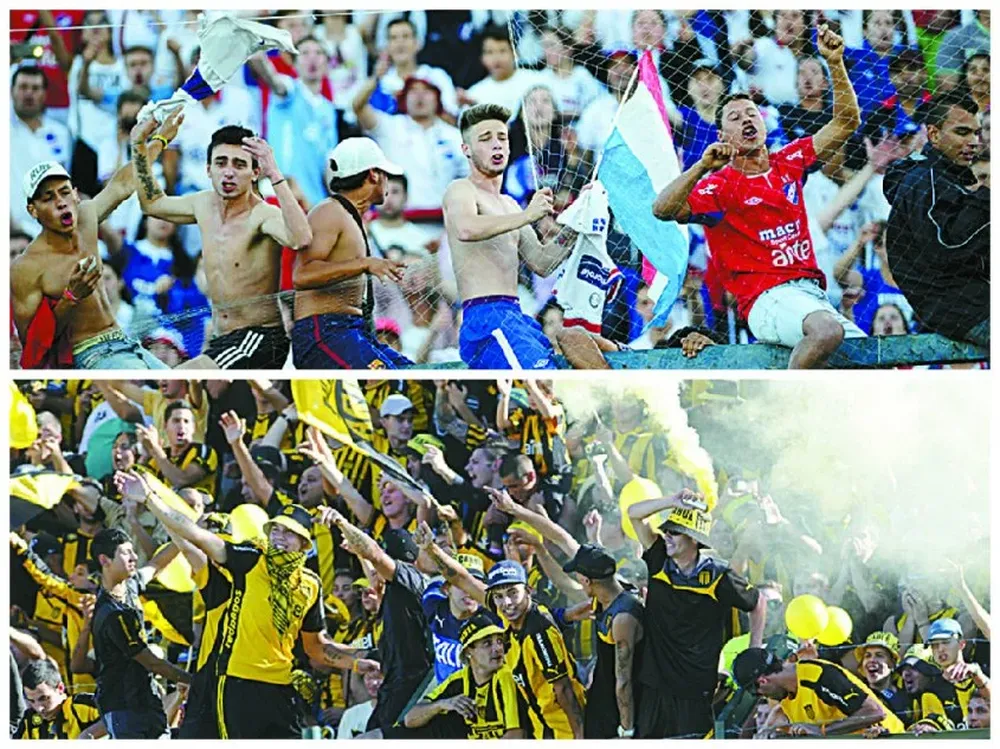 Las hinchadas de Nacional y Peñarol