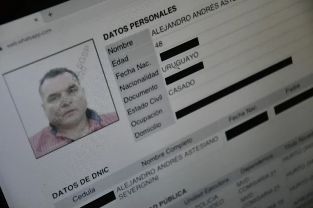 Ficha policial de Astesiano realizada hace tres años. Hoy Astesiano tiene 51 años