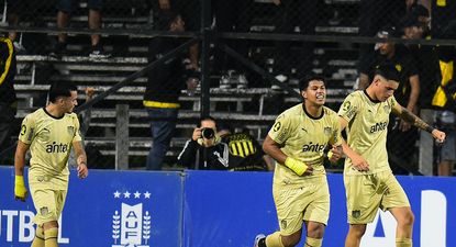 Brandon Álvarez celebra su gol contra Racing por los cuartos de final de la Copa de la Liga AUF