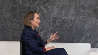 La secretaria general del PP, Cuca Gamarra, durante una entrevista concedida a Europa Press.
