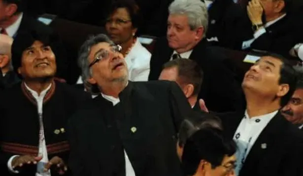 Los presidente Evo Morales (Bolivia), Fernando Lugo (Paraguay) y Rafaél Correa (Ecuador).