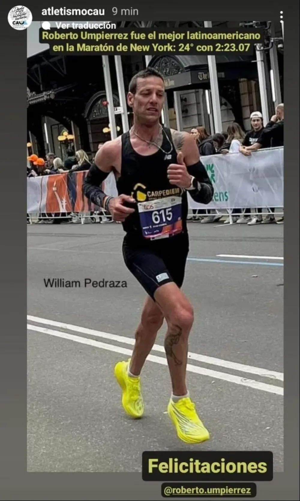 Roberto Umpiérrez en la Maratón de Nueva York 2023