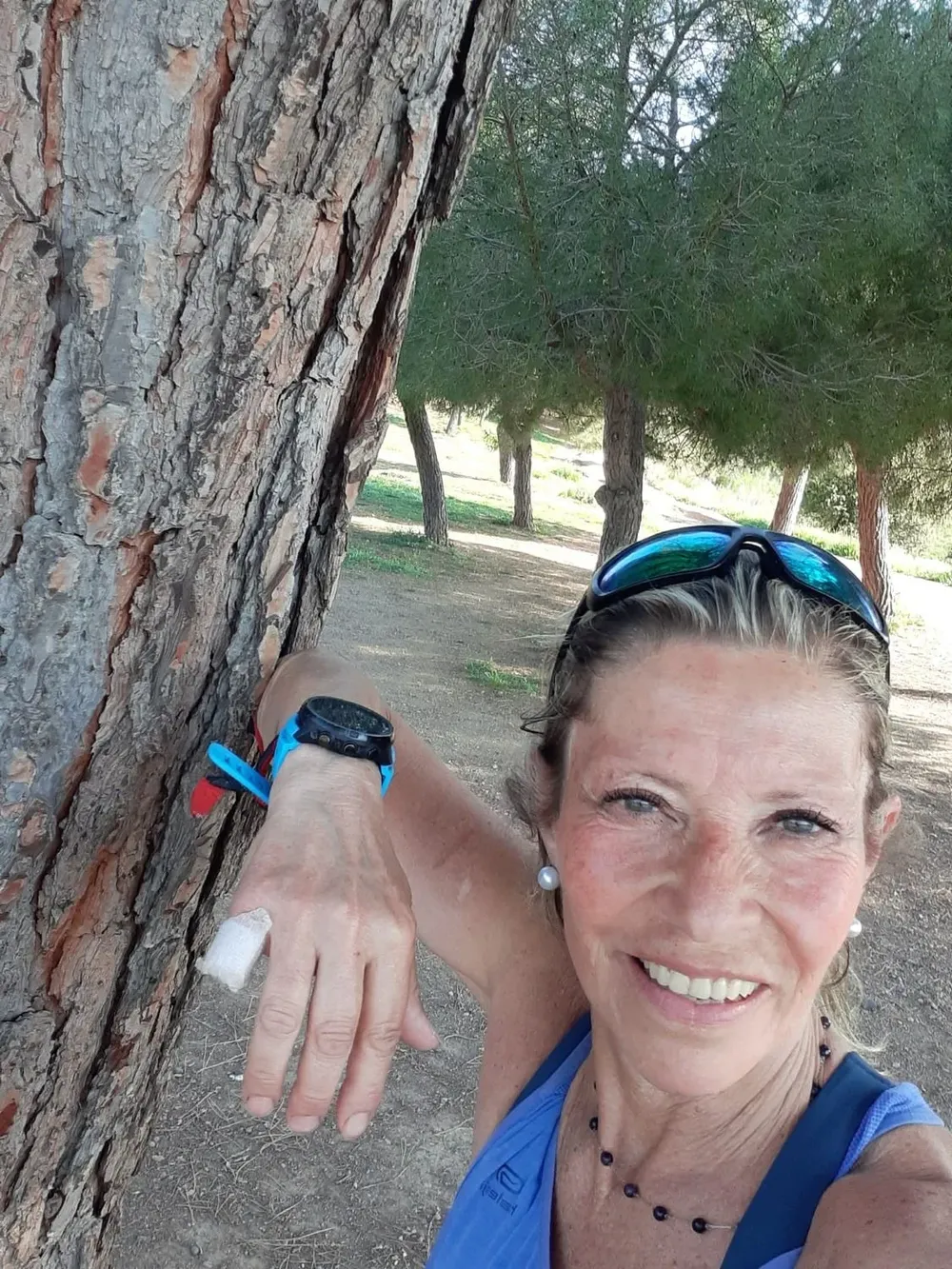 Silvia Amodio al retomar los entrenamientos con su dedo operado