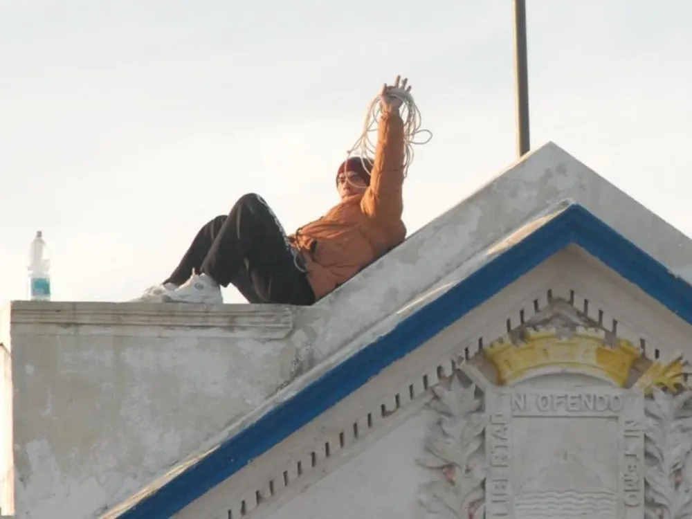 El Pelado durante una protesta que realizó en 2007, mientras estaba recluído en La Tablada.