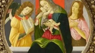 Virgen con niño, San Juan Bautista y un ángel, de Sandro Botticelli