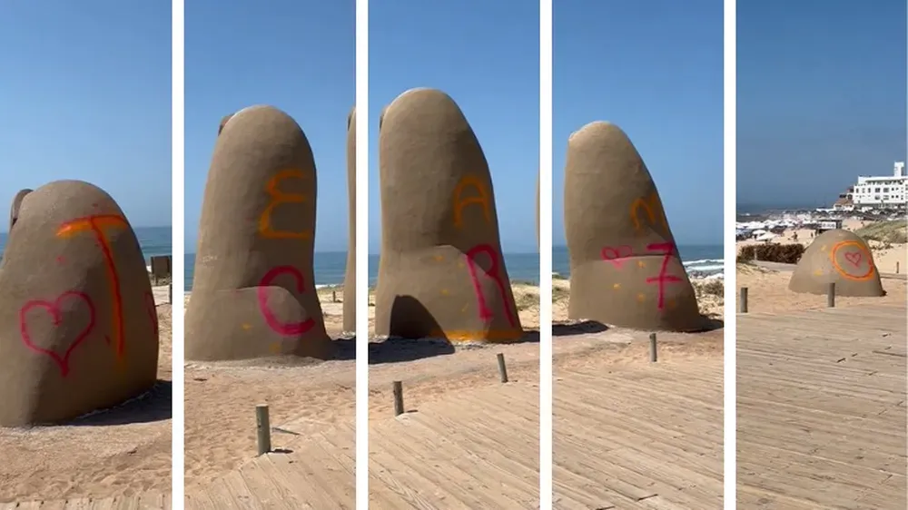 Los Dedos vandalizados