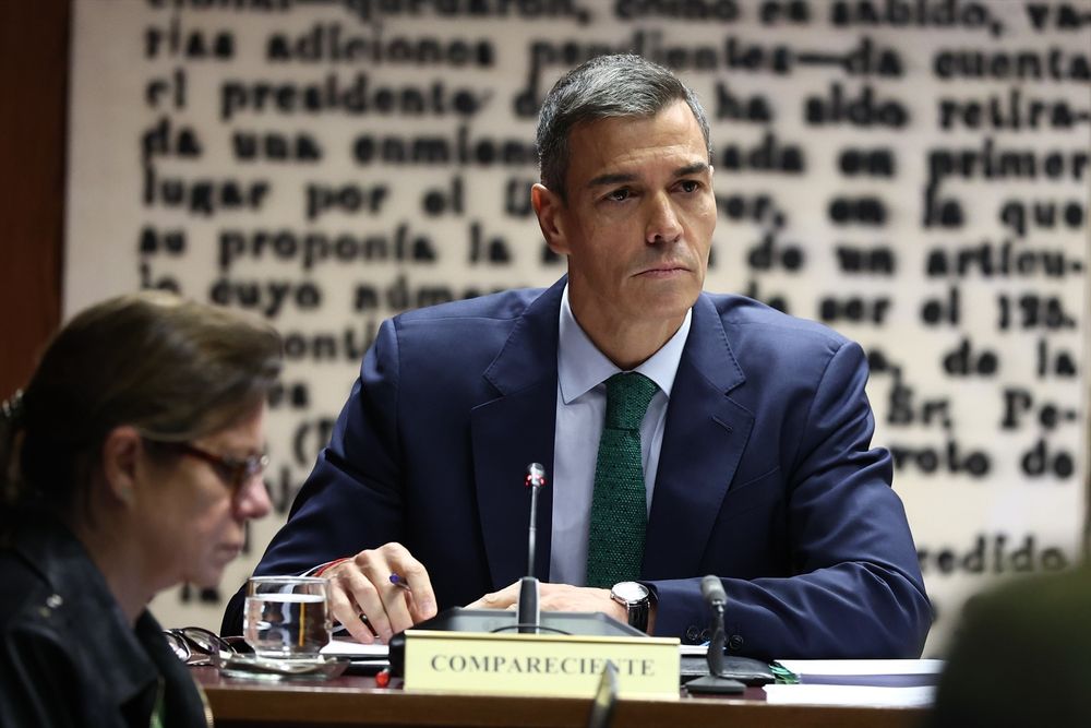 Pedro Sánchez, presidente del Gobierno español, comparece en la comisión que investiga el Caso Koldo en el Senado.
