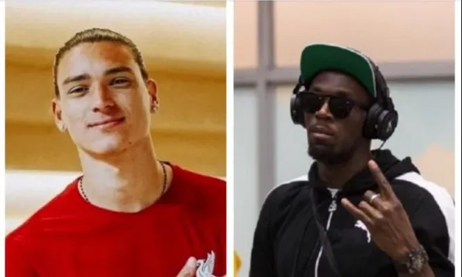 Darwin Núñez y Usain Bolt