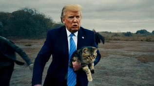 Imagen generada con IA en la que se ve a Trump rescatando a un gato