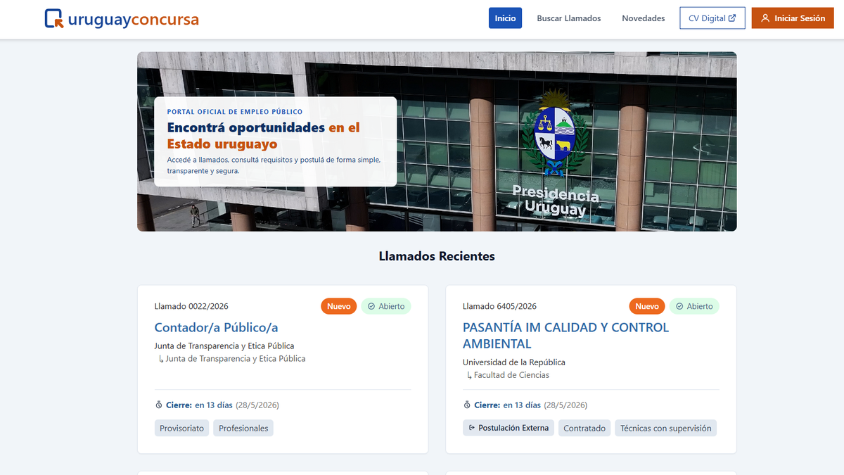Postularse a llamados laborales del Estado será más fácil: así es el nuevo portal de Uruguay Concursa