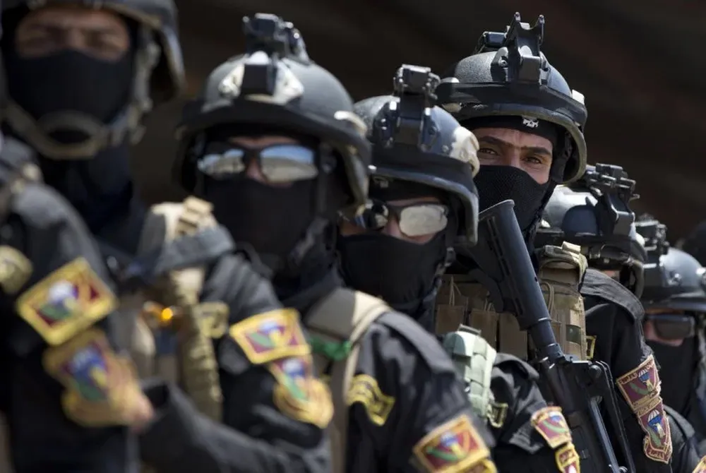 Fuerza iraquí contra el terrorismo en un entrenamiento en el aeropuerto de Bagdad
