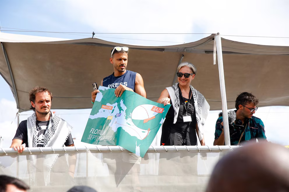 Ada Colau a bordo de la flotilla rumbo a Gaza &nbsp;