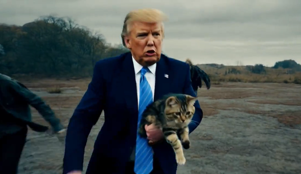 Imagen generada con IA en la que se ve a Trump rescatando a un gato