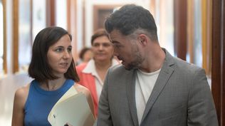 La portavoz de Podemos en el Congreso, Ione Belarra, y el de ERC, Gabriel Rufián