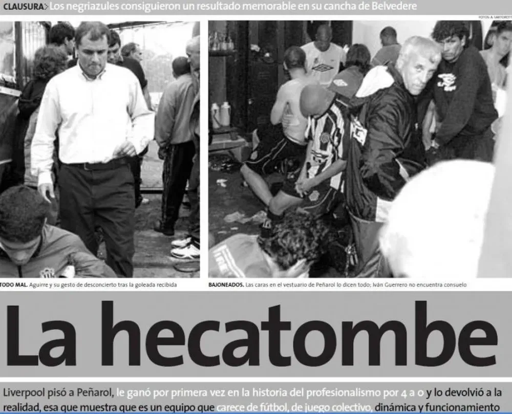 Las caras en Peñarol tras el 4-0 recibido en 2004 en Belvedere