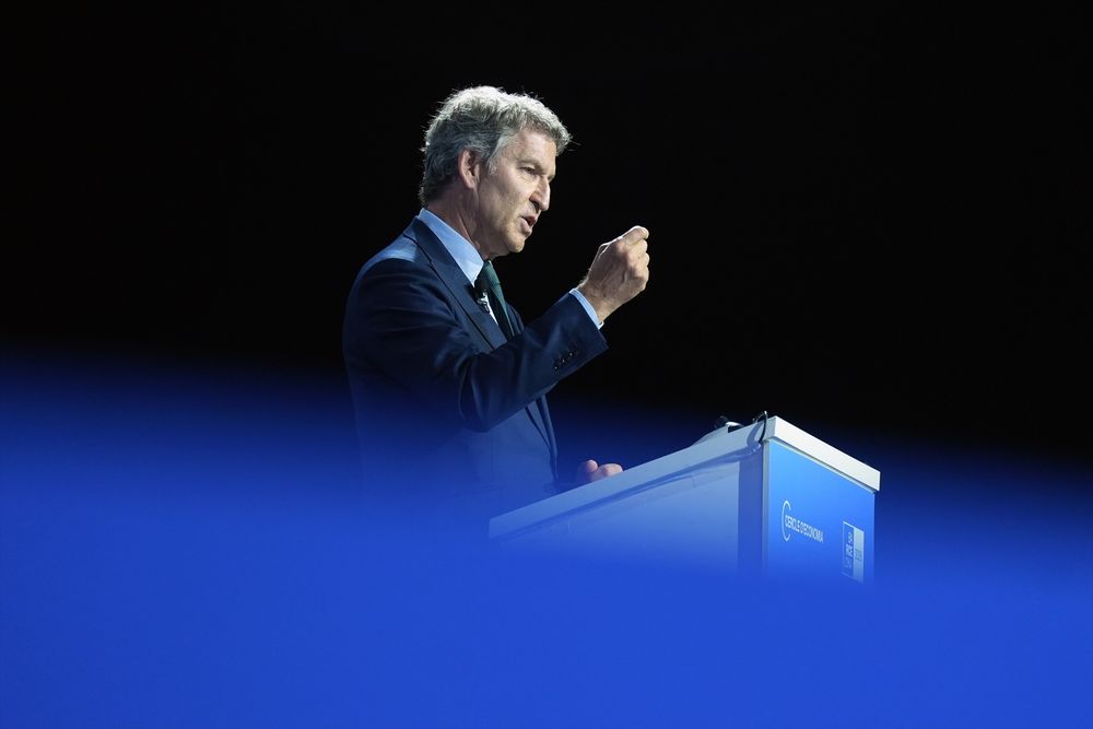 El presidente del PP, Alberto Núñez Feijóo, en la 41 Reunió Cercle dEconomia en Barcelona. &nbsp;