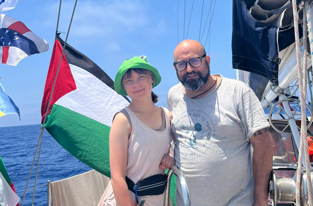 Greta Thunberg, en uno de los barcos de la polémica flotilla que intenta llegar a Gaza.&nbsp;