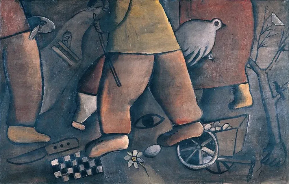 Imágenes del Kibutz, un óleo sobre tela del artista José Gurvich