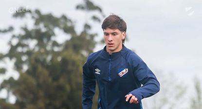 Tomás Viera en la práctica de Nacional