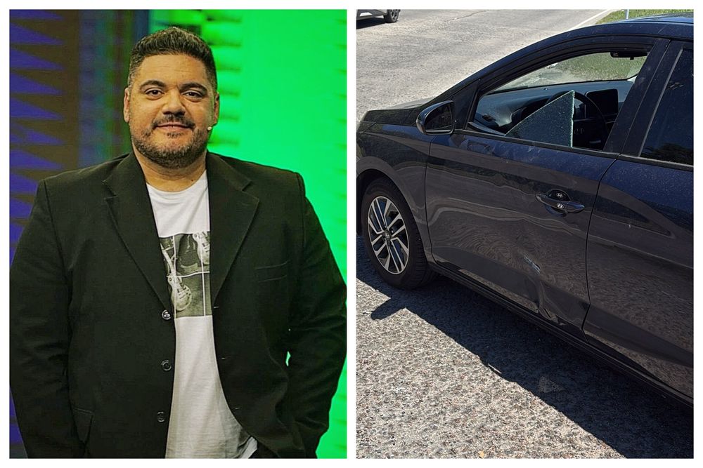 Fabián Chiquito Bertolini y su auto luego del accidente