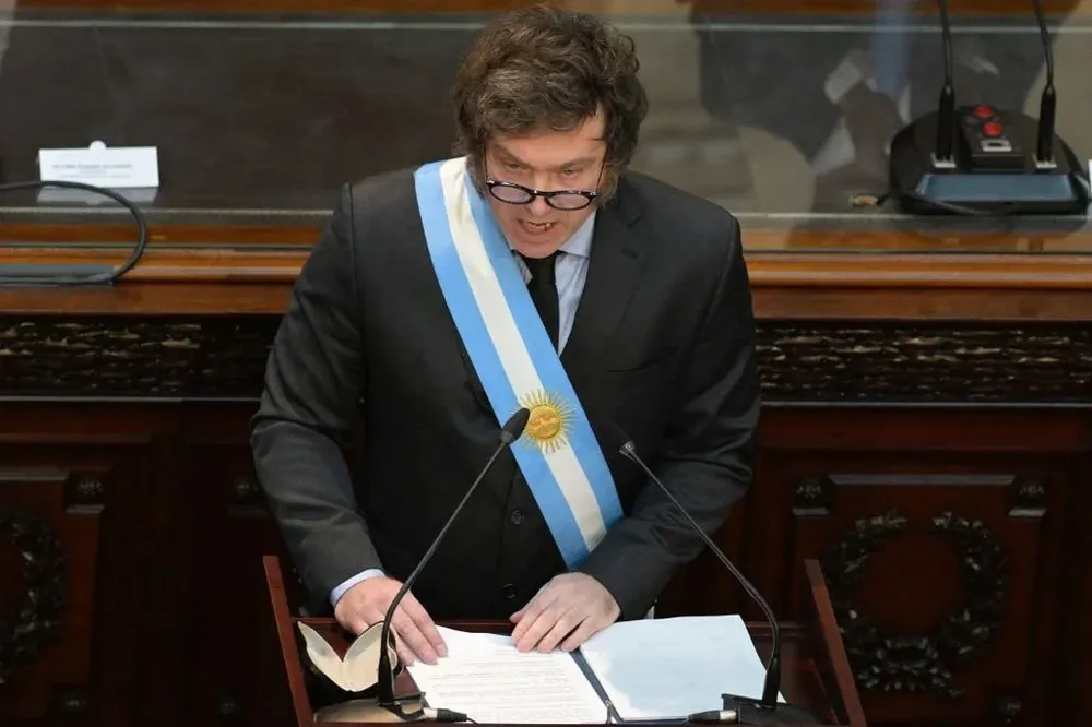 El presidente Javier Milei ante la Asamblea Legislativa