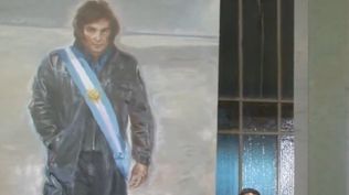 El cuadro que le obsequiaron a Milei en Madrid.