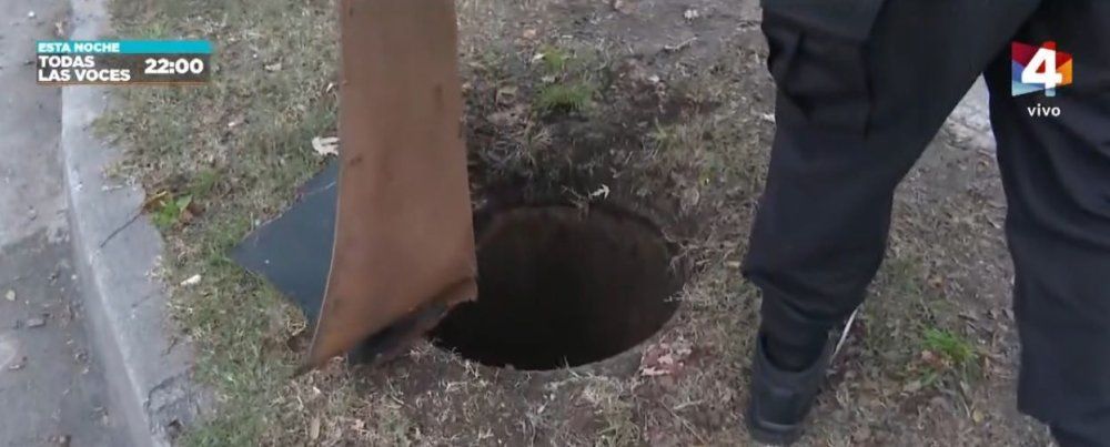 El pozo en Aires Puros donde cayó la niña. Captura de Telenoche