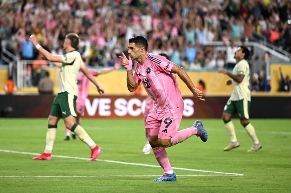 El festejo de Luis Suárez ante Palmeiras El festejo de Luis Suárez ante Palmeiras