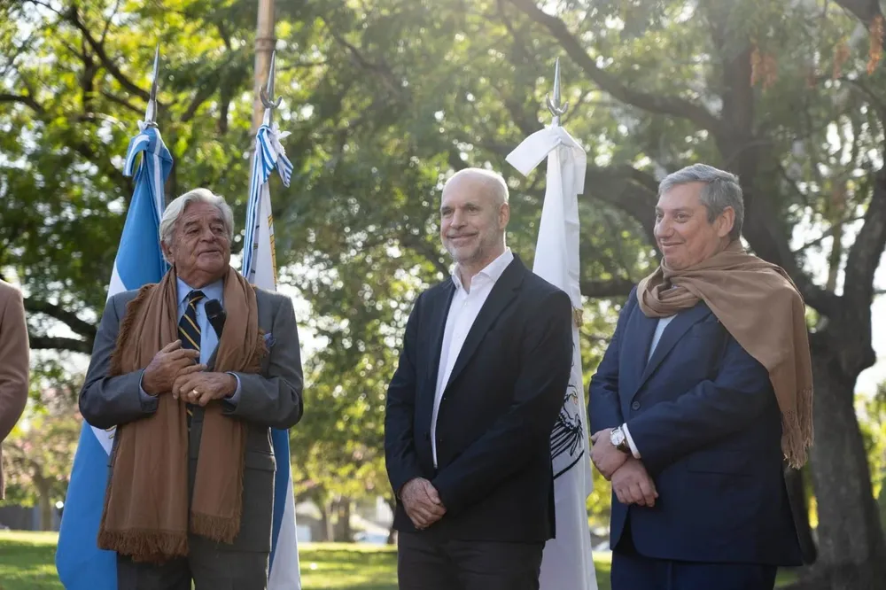 Luis Alberto Lacalle Herrera, Horacio Rodríguez Larreta y Carlos Enciso en Buenos Aires
