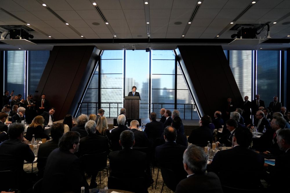 Javier MIlei durante la apertura de la Argentina Week 2026 en Nueva York.