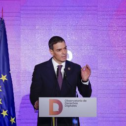 Pedro Sánchez diserta en el acto de presentación del Observatorio de Derechos Digitales, en Madrid