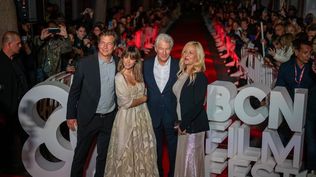 El director del documental ‘Sabiduría y felicidad’, Philippe Delaquis; Alejandra Gere; el actor y productor Richard Gere, y la también directora del documental Barbara Miller