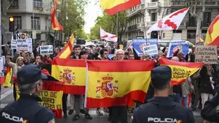 Partidarios de Pedro Sánchez que se acercaron a la sede del PSOE en Madrid.