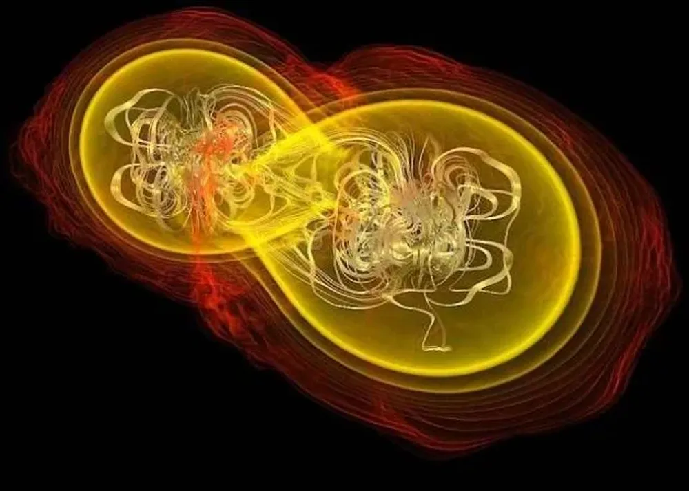 Reconstrucción de dos estrellas de neutrones a punto de chocar y las ondas gravitacionales que producen