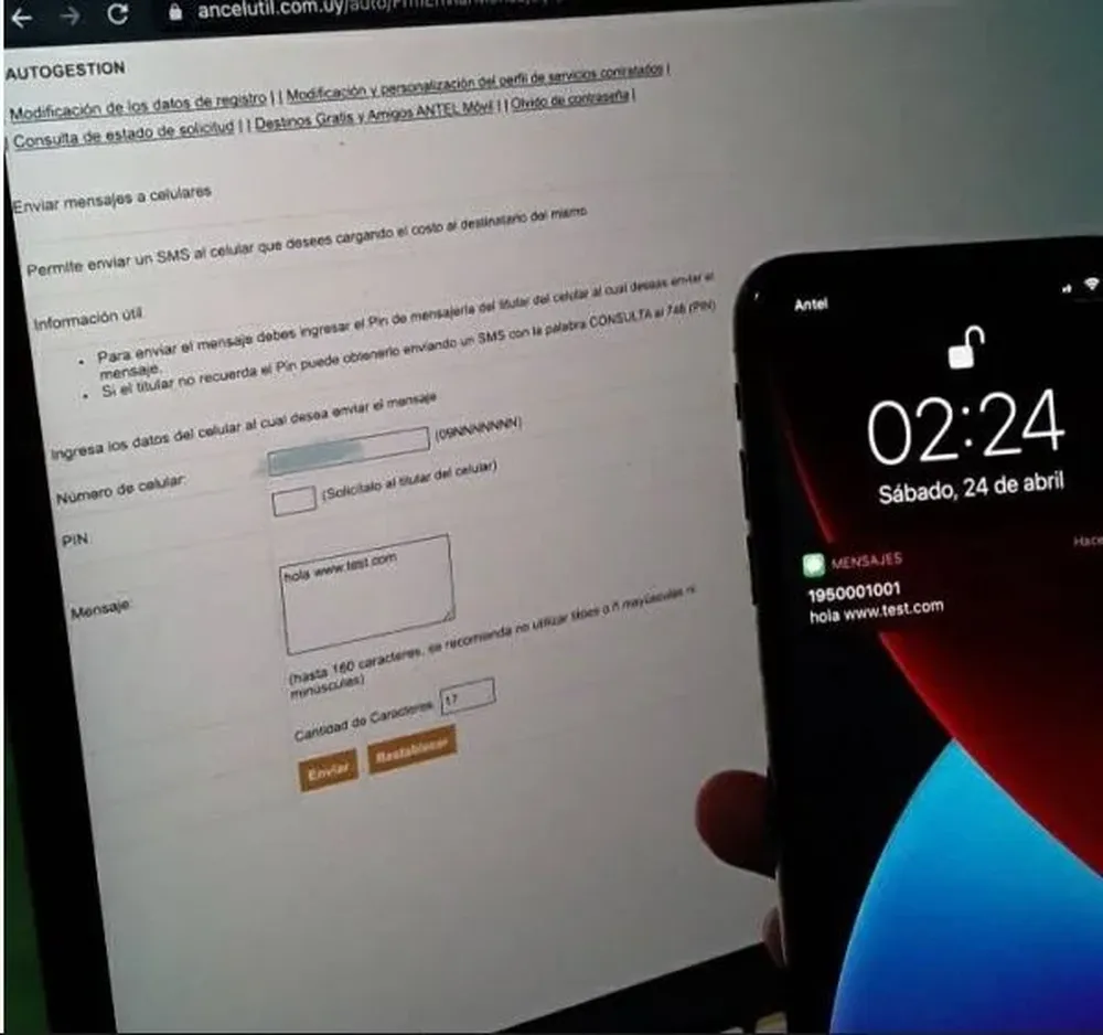 Uno de los servicios de Antel permitía mandar SMS y cobraba al destinatario.