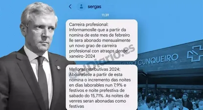 Capturas de imagen de varios de los mensajes sms que han recibido los sanitarios gallegos