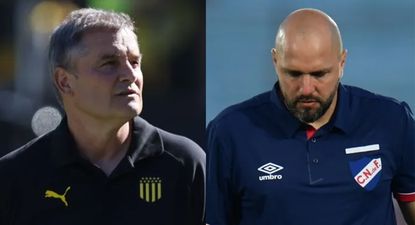 Diego Aguirre y Jadson Viera, entrenadores de Peñarol y Nacional