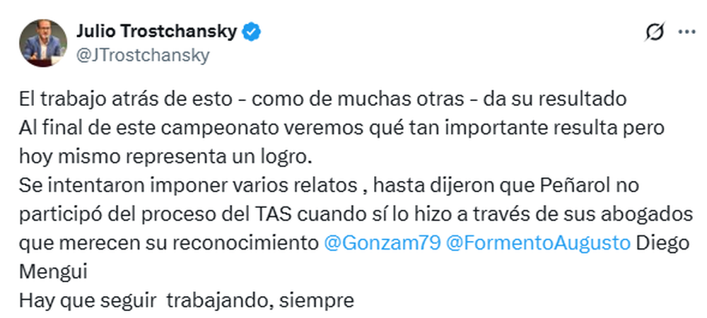 El posteo de Julio Trostchansky El posteo de Julio Trostchansky