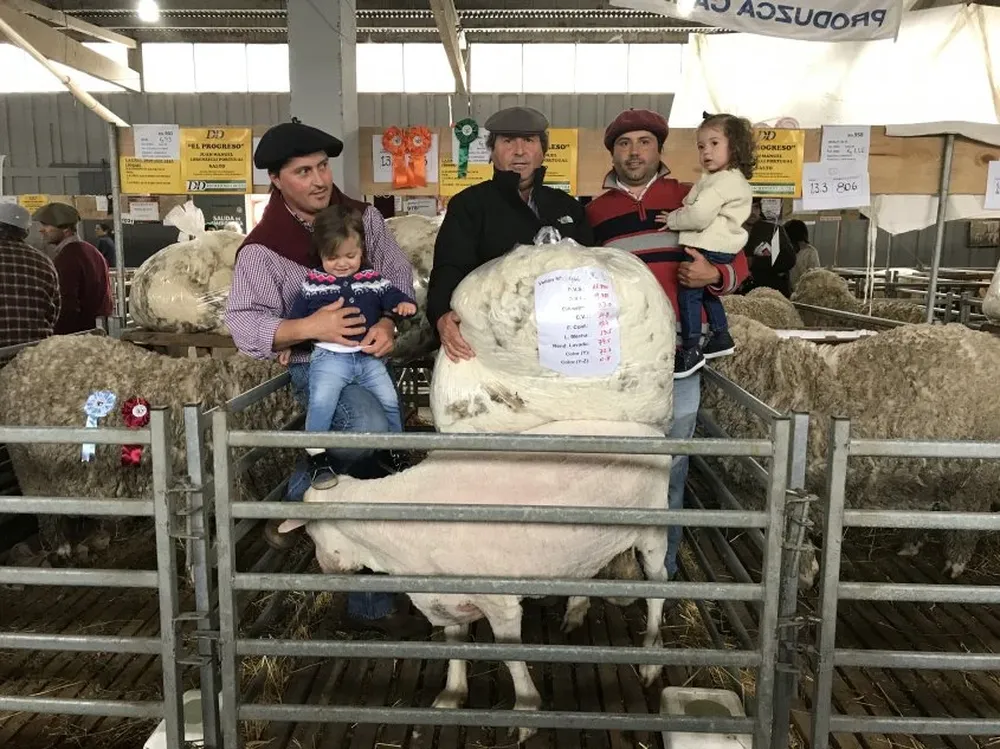 Integrantes de tres generaciones de El Progreso y uno de sus vellones ganadores.