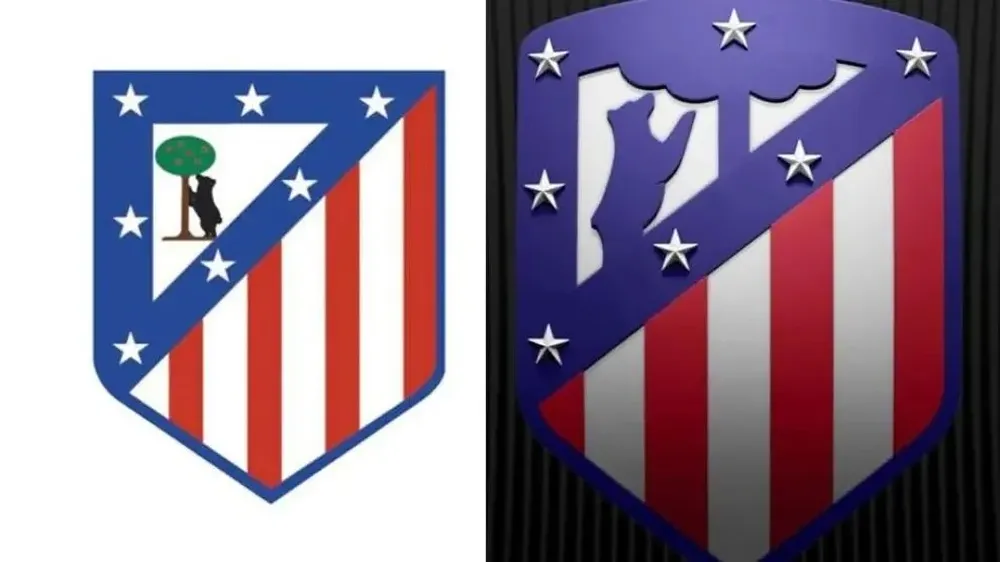 El antiguo y el actual escudo del Atlético de Madrid