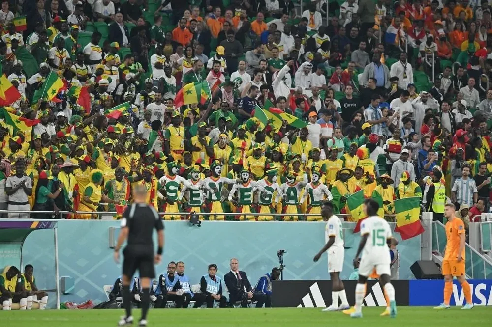 Hinchada de Senegal en el partido contra Holanda