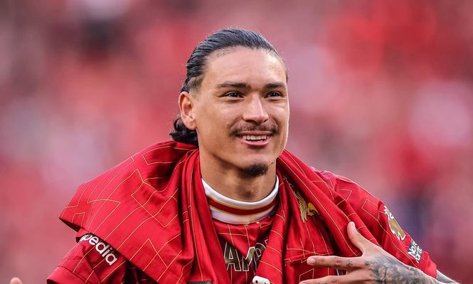 La felicidad de Darwin Núñez tras ganar el título de la Premier League con Liverpool