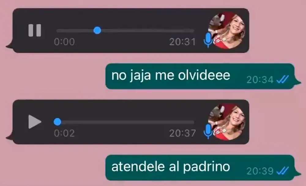 El audio fue compartido por Camila Nicolini.